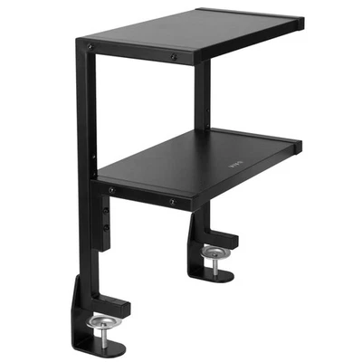 VIVO Black Clamp-on 13" Above or Below Desk 2-Tier Shelving Unit, Desk Organizer - Image 1 of 4