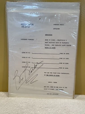 BOB BARKER The Price Is Right Autographed SIGNED SCRIPT Twenty Four Pages w Env. - Image 1 of 4