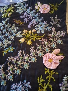 Crewl Embroidery Beaded Pillow Top - Picture 1 of 8