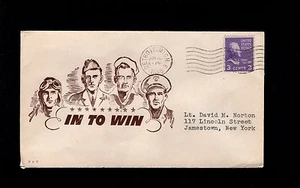WWII Patriotic Soldiers In To Win 1945 Detroit MI 3c Prexy Prexie Cover 2o - Picture 1 of 2