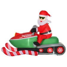 HOMCOM Babbo Natale Gonfiabile su Motoslitta 160cm con Luci ...