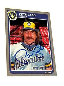 Autographed - 1985 Fleer Pete Ladd Milwaukee Brewers #585