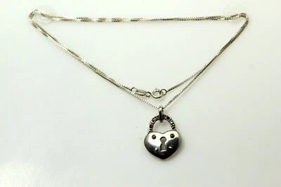 Cadena de plata de ley 925 de 18" con bloqueo de corazón acentuado de marcasita 4,6 g (NEC3459) Foto 1 de 4