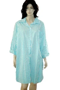 Womens Sleep shirt Oversize Button  Stripe Blouse Size 2X 3X 4X Assorted Colors - Picture 1 of 13