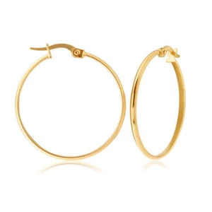 9ct Yellow Gold 25mm Plain Hoop Earrings - Picture 1 of 2