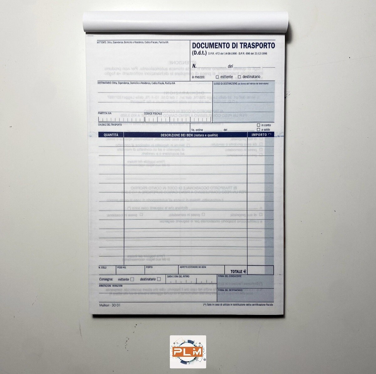 Blocco Documenti Trasporto EDIPRO E5219CT - 33x3 Autoricalcante, Formato 29.7x22 Cm