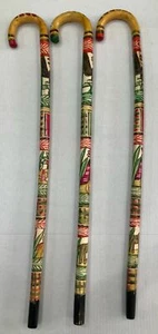 NEW Hand Carved Wooden Cane Walking Stick Mexican Aztec Hand Painted Mexico cane - Picture 1 of 1