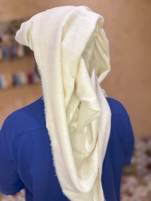 Pashmina Ghutra / Shemagh de cachemir puro hilado a mano y tejido a mano - Hecho en Cachemira - Imagen 1 de 4