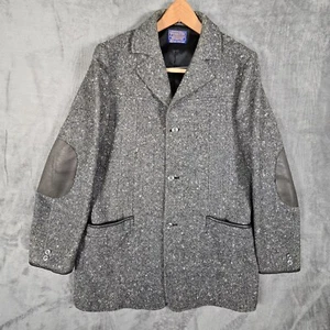 Vintage Pendleton Gray Tweed Wool Tweed Blazer Jacket Men’s 42L Elbow Patch - Picture 1 of 9