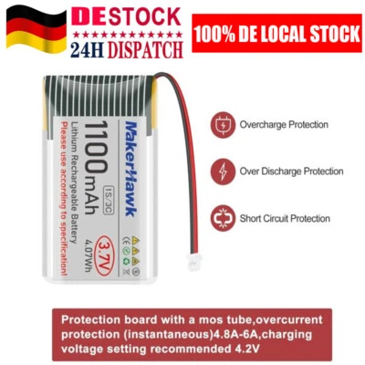 3,7 V 1100Mah Lipo-akku Wiederaufladbar 1s 3c 952540 Lithium-polymer-akku DE - Bild 1 von 4