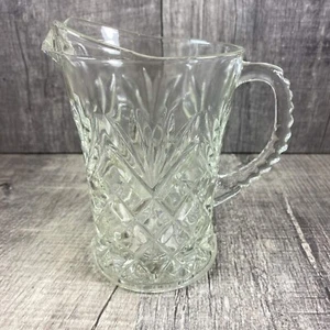 Vintage EAPC Anchor Hocking Pineapple Prescut Pressed Glass Pint Pitcher Creamer - Picture 1 of 8