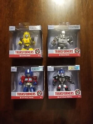 Transformers Optimus Prime Primal Bumblebee Megatron Metalfigs 2024 Jada Set Foto 1 de 4