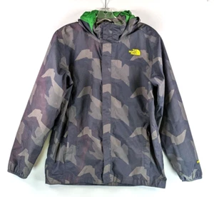 The North Face Boys Hyvent Jacket Full Zip Windbreaker Hooded Coat Blue Camo XL - Picture 1 of 19