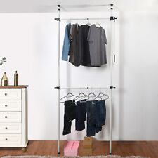 Telescopic Wardrobe Organiser Hanging Rail Clothes Rack Adjustable Storage