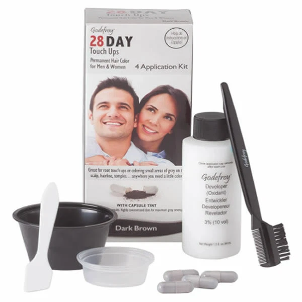 Men 28 Day Touch Ups Permanent Hair Color 4 application Kit Dark Brown - Image 1 of 1