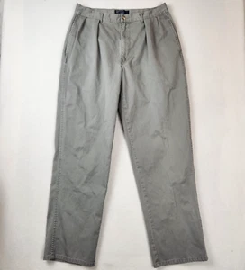Vintage Polo Ralph Lauren Pants Mens 33x32 (32X31) Gray Pleated Chino Cotton - Picture 1 of 13