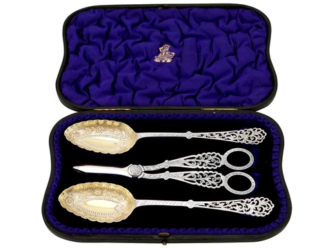 Antique Victorian Sterling Silver Fruit Serving Set Cover