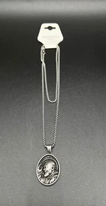 Stainless Steel St Padre Pio Medal Necklace 22" Catholic Saint - Picture 1 of 7