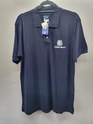 Old Varsity Brand Polo Connecticut Mens Shirt Top Sz M Navy Blue Uconn Huskies - Image 1 of 4