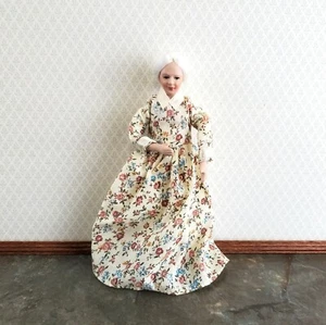 Dollhouse Grandma Porcelain Doll in Floral Dress Poseable 1:12 Scale Miniature - Picture 1 of 4