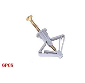 6 Pack Hollow-Wall Anchors & Screws Kit 65Lbs Capacity Self-Drilling Grey - Picture 1 of 8
