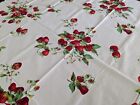 Vintage Cotton Tablecloth Strawberries Strawberry Linens 48 x 52