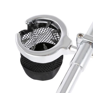 Universal Motorcycle Handlebar Cup Holder Chrome Drink Basket Fit For Harley - Picture 1 of 8