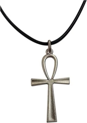 Ankh egiziano ciondolo placcato argento con collana. Croce chiave della vita  - Immagine 1 di 4