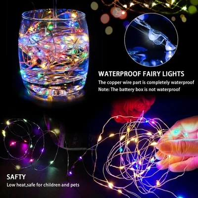 100 Pack 20 LED 6.6ft Battery Operated Mini LED Copper Wire String Fairy Lights - Image 1 of 4