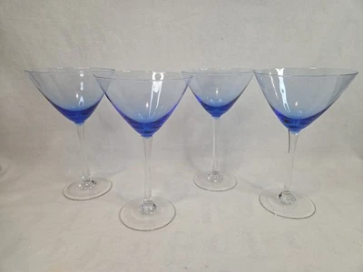 De colección 4 vasos grandes de Martini azul cobalto tallo transparente cóctel cosmopolita 8 oz Foto 1 de 4