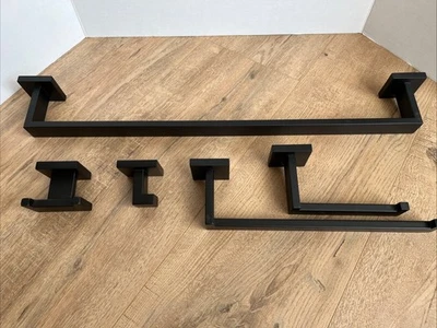 Juego de 5 accesorios de herrajes de baño toallero negro acero inoxidable 304 Foto 1 de 4