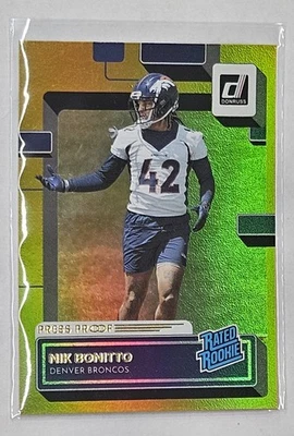 2022 Donruss Nik Bonitto Press Proof Gold Holo Rated Rookie #380 - Image 1 of 2