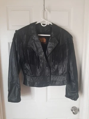 Vintage G III Jacket Women's L Genuine Leather Fringe Motorcycle Western Cowgirl - Image 1 of 4