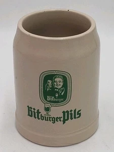 Vintage Bitburger Pils Beer Stein Stoneware Mug Germany Green Logo .5 L - Picture 1 of 12