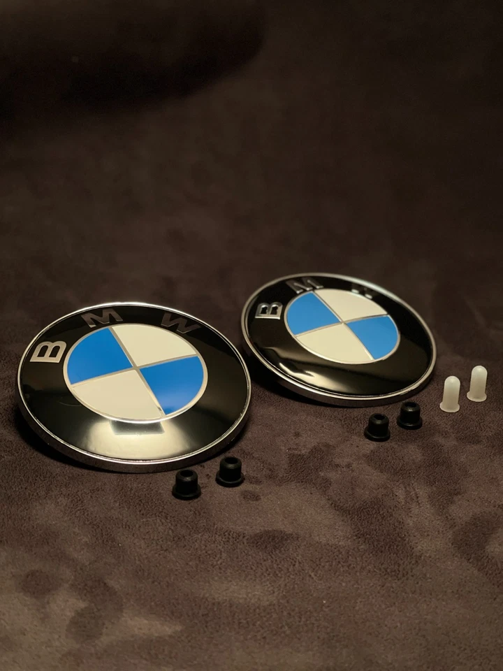 BMW Emblem Set Blau Weiss - komplett– 82 mm & 78 mm für Motorhaube & Heckklappe - Bild 1 von 4