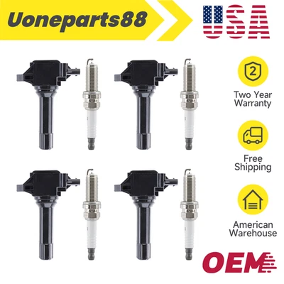 4x Ignition Coil & Spark Plug for 2013-2014 Scion FR-S H4 2.0L Subaru BRZ UF710 - Image 1 of 4