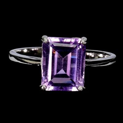 Anillo de plata de ley 925 octágono amatista 10x8 mm piedras preciosas naturales joyería tamaño 7 Foto 1 de 4