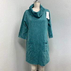 NWT Soft Surroundings Knit Tunic Top Women's Medium Weathered Turquoise Cotton - Picture 1 of 10