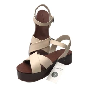 Sandalias de plataforma de madera de cuero sintético universal con hilo - Imagen 1 de 1