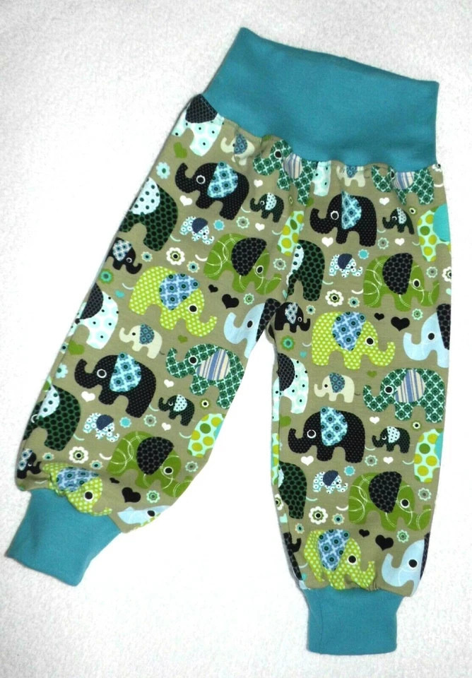 Exklusive handmade Pumphose für Kinder zum Mitwachsen  mit lustigen Elefanten - Bild 1 von 1