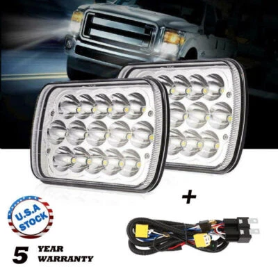 Pair 7X6" INCH LED Headlights + H4 Intensifier Wiring for Pontiac Phoenix 77-84 — 第 1/4 张图片