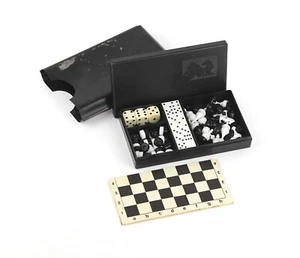 Juego universal de viaje soviético vintage ajedrez damas dominó juego de mesa soviético - Imagen 1 de 5