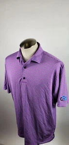 FJ FootJoy lila gestreiftes Golf Stretch Herren Kurzarm Poloshirt Größe Large - Bild 1 von 8