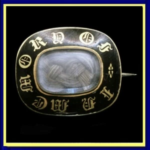 Antique Victorian Mourning Brooch Gold Enamel IN MEMORY OF Memento Mori (7351) - Picture 1 of 7