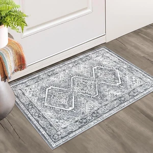 Rugs for Entryway Oriental Small Washable Rugs 2X3 Grey Soft Blue Entryway - Picture 1 of 12