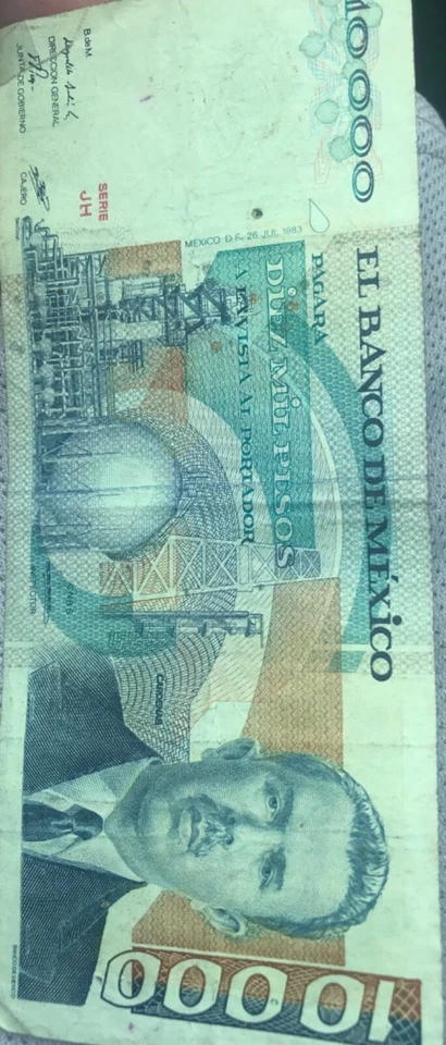 10.000 El Banco De México 26 JUL 1983 Diez Mil Pesos Foto 1 de 2