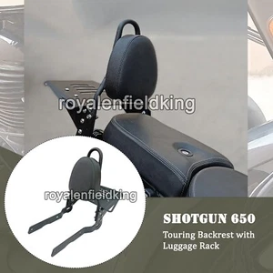 Fit For Royal Enfield Shotgun 650 Touring Backrest With Luggage Rack, Black - Picture 1 of 10