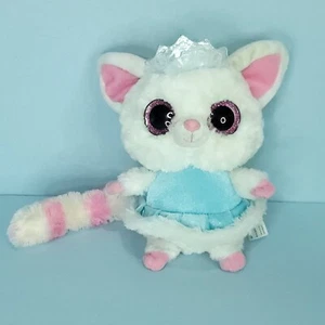 YooHoo & Friends Plush White Cat Princess Lemur Pink Glitter Eyes Aurora Blue 9" - Picture 1 of 6