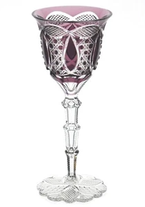 Val St Lambert oder europäischer Amethyst lila geschnitten bis klar Kristall Weinbecher - Bild 1 von 7