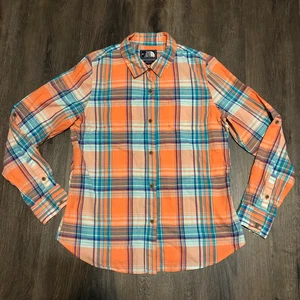 The North Face Mens Button Front Shirt Multicolor Plaid Long Sleeve Pocket L - Picture 1 of 10